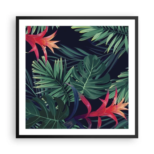 Poster in cornice nera - Fiammante nel verde - 60x60 cm