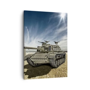 Quadro su tela - Stampe su Tela - Un carro armato accanto a una tenda militare in una zona desertica - 50x70cm - Sogno militare - Decorazione murale moderna per soggiorno e camera da letto ARTTOR