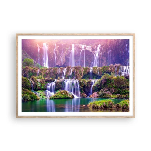 Poster in cornice rovere chiaro - La scala verso il cielo - 100x70 cm