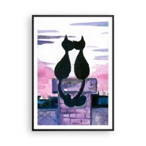 Poster in cornice nera - Appuntamento sotto la luna - 70x100 cm