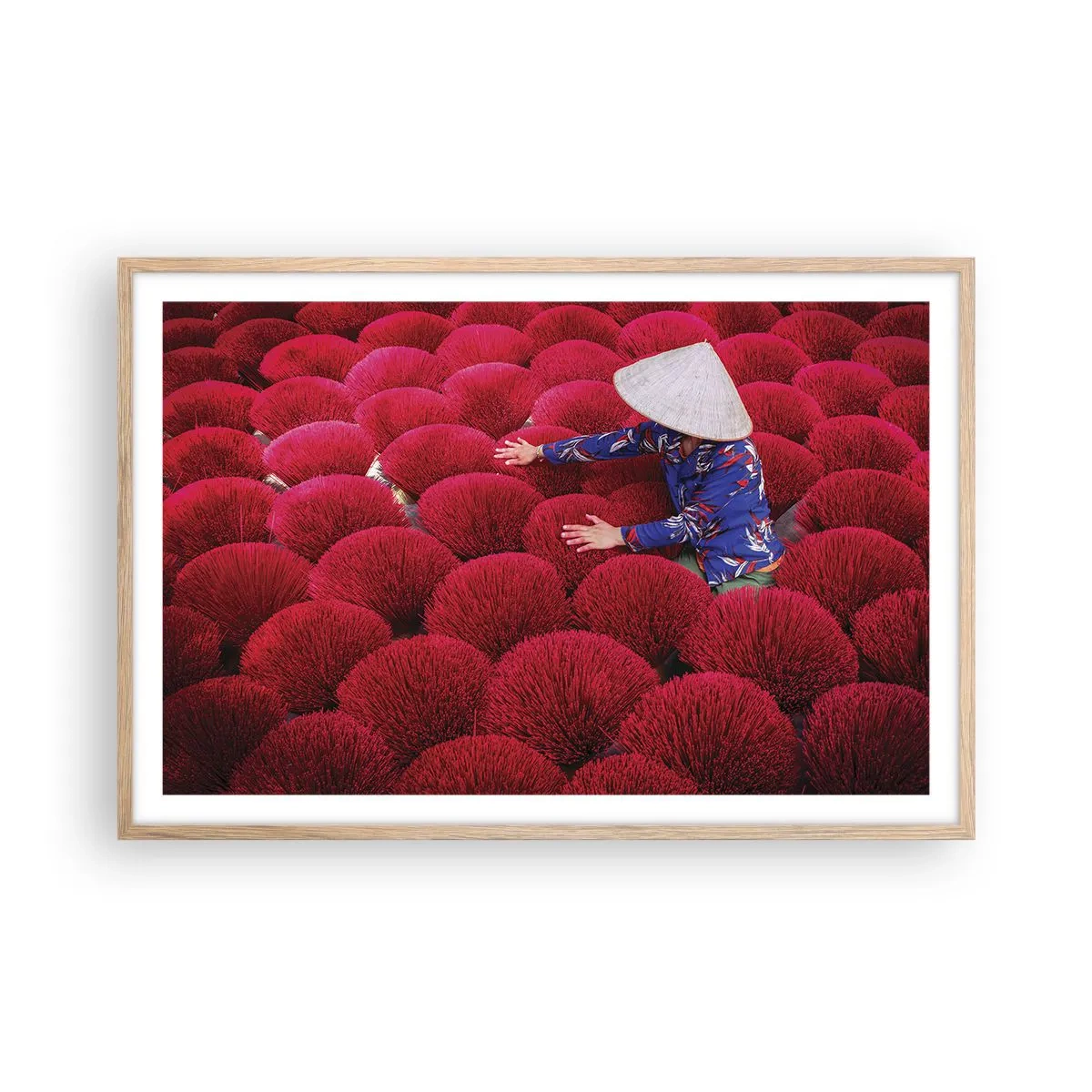 Poster in cornice rovere chiaro - Nel campo di riso - 91x61 cm