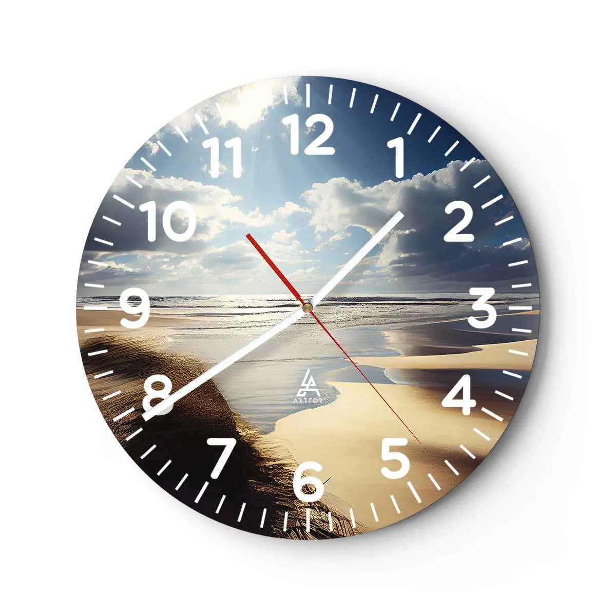 Orologio da parete - Orologio in Vetro - Spiaggia incontaminata - 40x40 cm