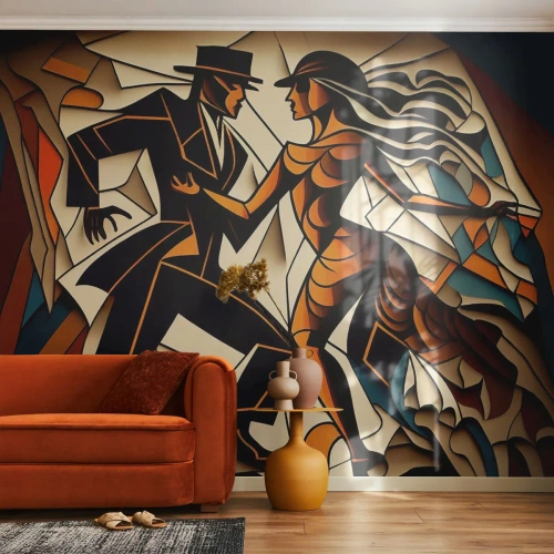 Fotomurale su misura Premium Sand - La danza della passione - Cubismo, Danza, Coppia