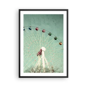 Poster in cornice nera - Una ruota panoramica retrò contro un cielo color menta - 50x70cm - Venite a divertirvi - Decorazione murale moderna per soggiorno e camera da letto ARTTOR