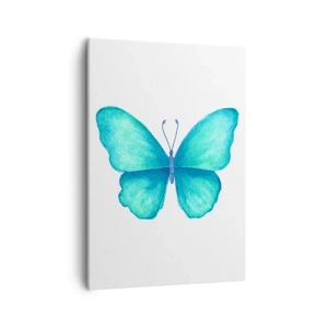 Quadro su tela - Stampe su Tela - Farfalla blu in stile acquerello su sfondo bianco - 50x70cm - Turchese di natura - Decorazione murale moderna per soggiorno e camera da letto ARTTOR