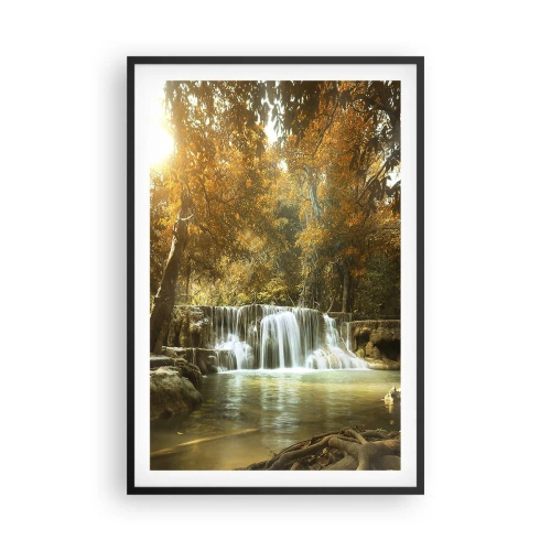 Poster in cornice nera - Cascata nel parco - 61x91 cm