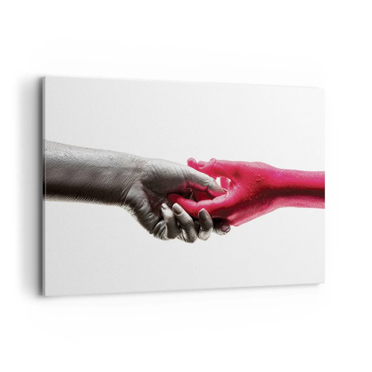 Quadro su tela - Stampe su Tela - Mani simboliche in argento e rosso - 120x80cm - Insieme, sebbene diversi - Decorazione murale moderna per soggiorno e camera da letto ARTTOR