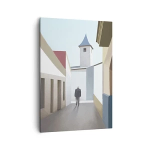Quadro su tela - Stampe su Tela - Una strada minimalista con la sagoma di un uomo sullo sfondo - 50x70cm - Passeggiata assolata - Decorazione murale moderna per soggiorno e camera da letto ARTTOR