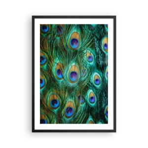 Poster in cornice nera - Piume di pavone dai colori intensi - 50x70cm - Lo sguardo del pavone - Decorazione murale moderna per soggiorno e camera da letto ARTTOR