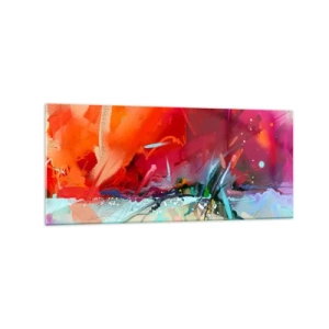 Quadro su vetro - Paesaggio astratto dai colori intensi - 120x50cm - Esplosione di luci e colori - Decorazione murale moderna per soggiorno e camera da letto ARTTOR