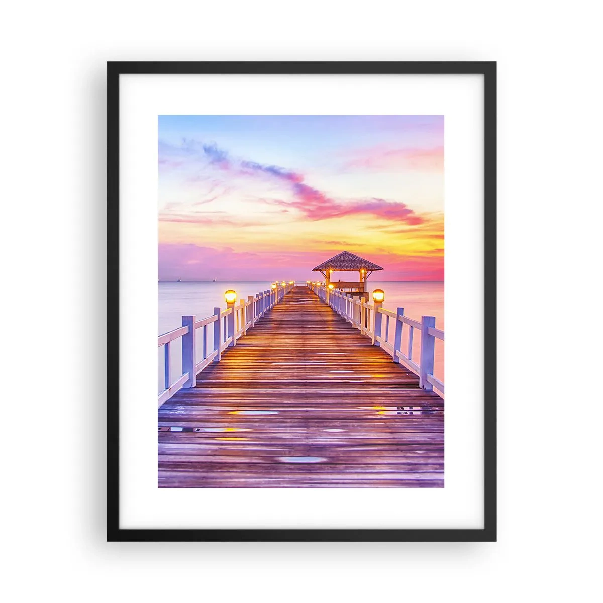 Poster in cornice nera - Silenzio della sera in lilla e oro - 40x50 cm