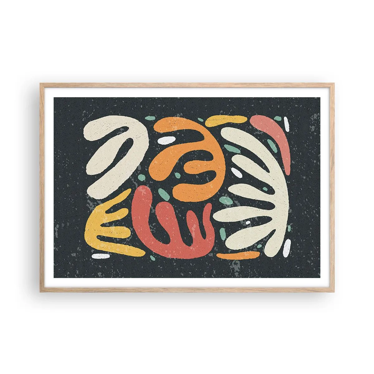 Poster in cornice rovere chiaro - Composizione: adesso ti acchiappo - 100x70 cm