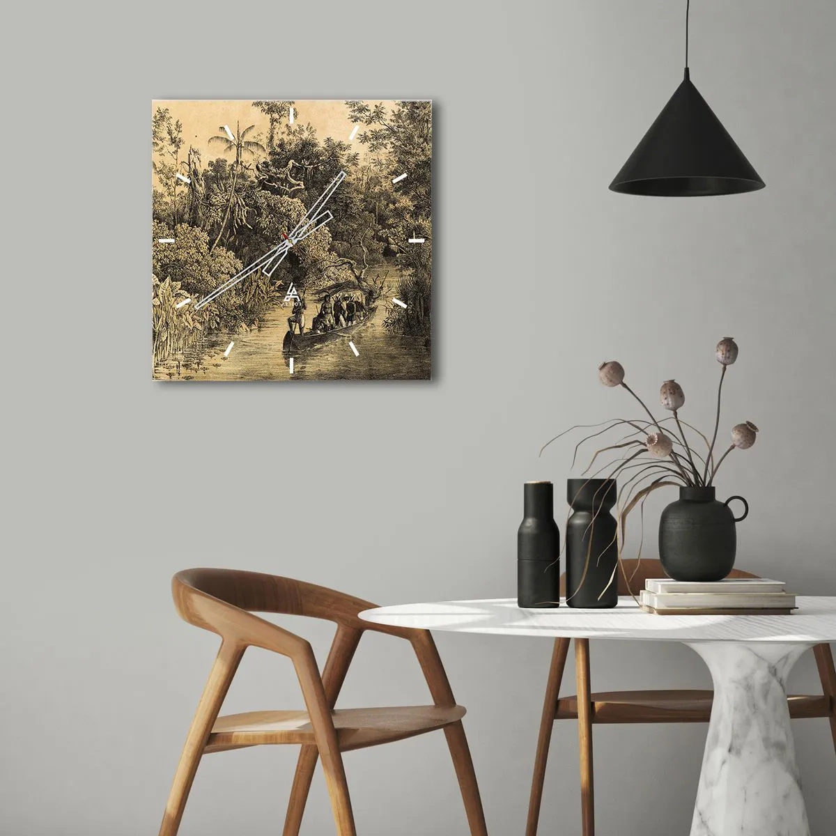 Orologio da parete - Orologio in Vetro - Viaggio alla fonte - 30x30 cm