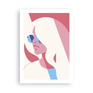 Poster - Ritratto stilizzato di una donna che indossa occhiali da sole - 50x70cm - Era una bionda... - Decorazione murale moderna per soggiorno e camera da letto ARTTOR