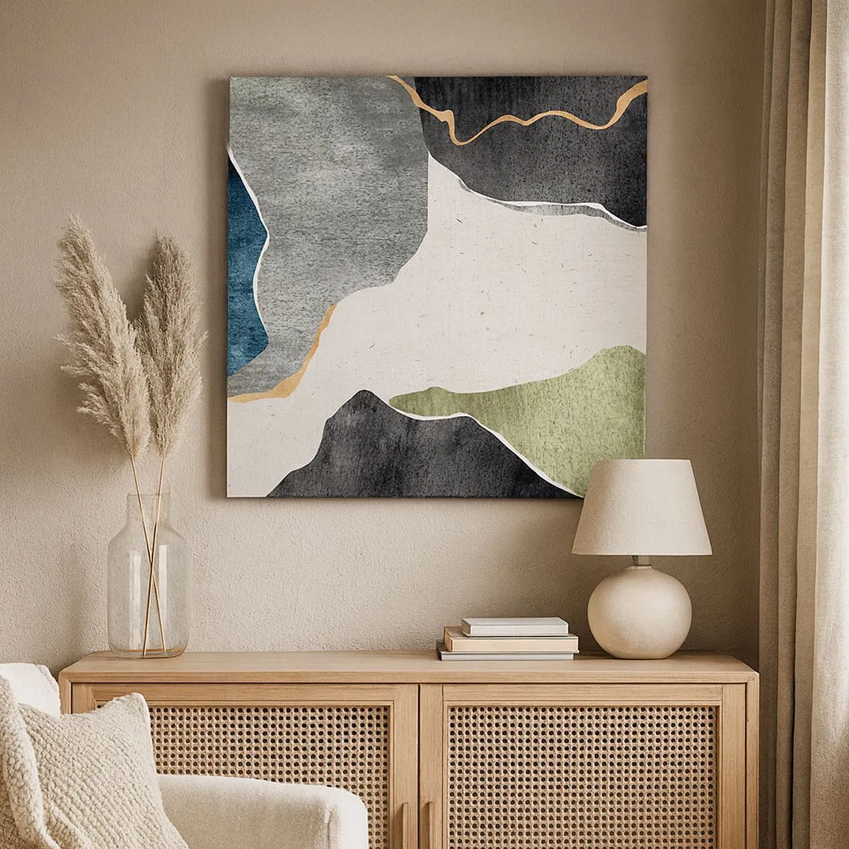 Quadro su tela - Stampe su Tela - Composizione mosaico con filo d'oro - 30x30 cm