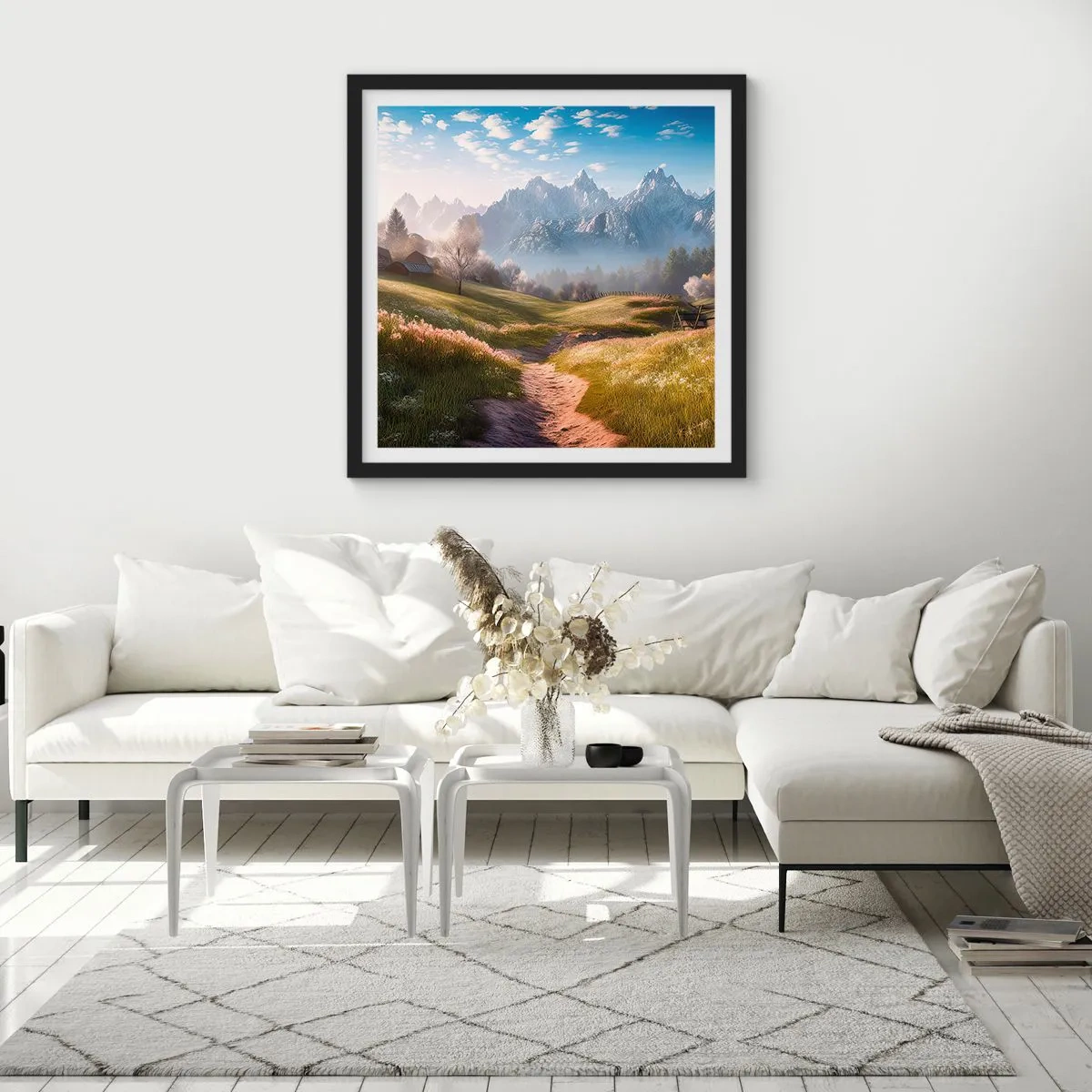 Poster in cornice nera - Valle idilliaca - 50x50 cm