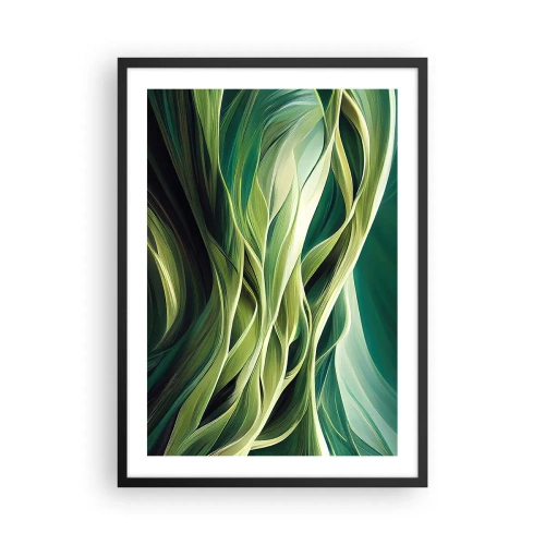 Poster in cornice nera - Una composizione astratta di forme organiche e verdi. - 50x70cm - Gioco astratto in verde - Decorazione murale moderna per soggiorno e camera da letto ARTTOR