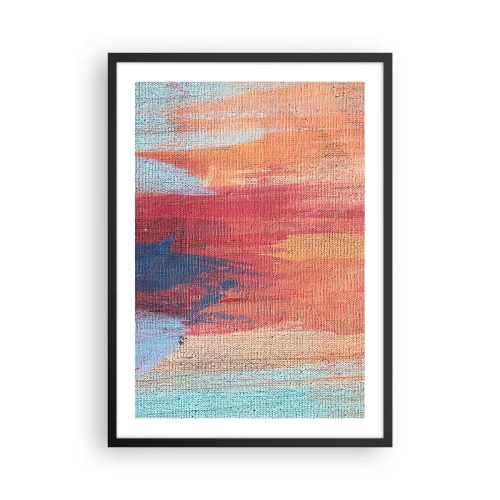 Poster in cornice nera - Pennellate astratte in toni caldi e freddi - 50x70cm - Colando con l'arcobaleno - Decorazione murale moderna per soggiorno e camera da letto ARTTOR