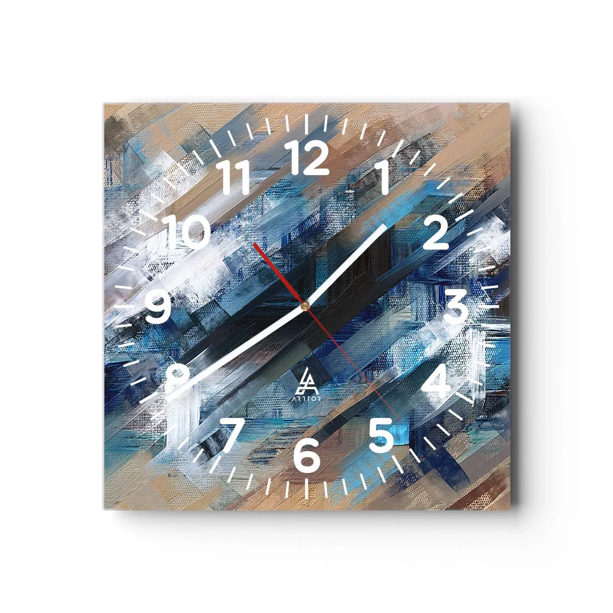 Orologio da parete - Orologio in Vetro - Sulla diagonale blu - 40x40 cm