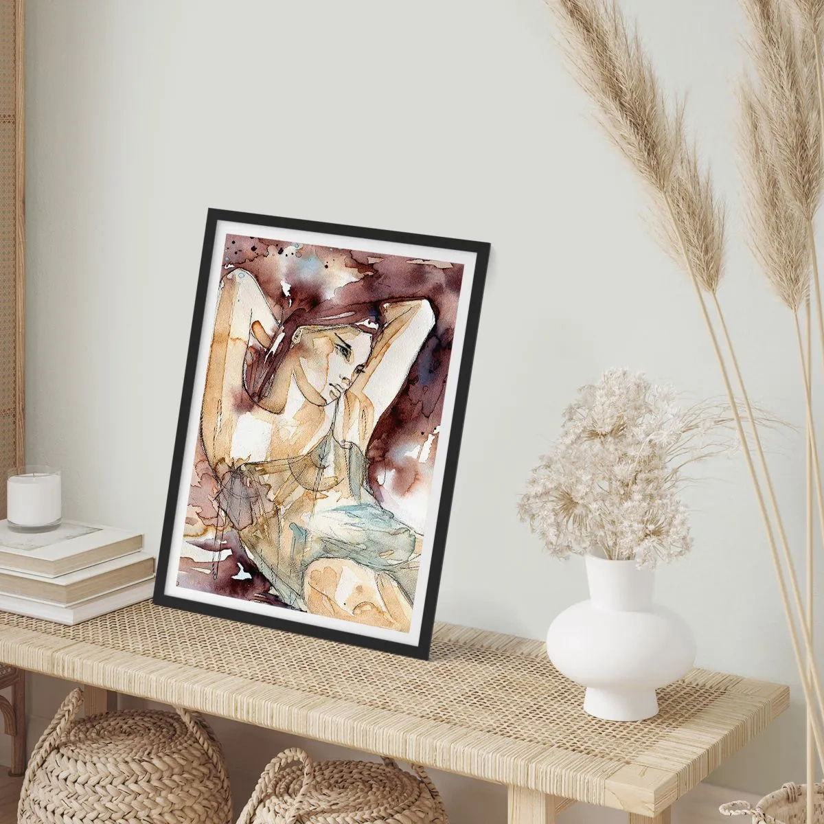 Poster in cornice nera - Silhouette artistica di una donna nei toni del marrone - 50x70cm - Di umore lilla - Decorazione murale moderna per soggiorno e camera da letto ARTTOR