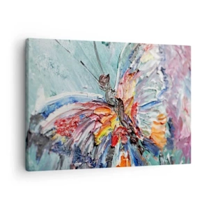 Quadro su tela - Stampe su Tela - Farfalla colorata in impasto su sfondo pastello - 70x50cm - Dipinto dalla natura - Decorazione murale moderna per soggiorno e camera da letto ARTTOR