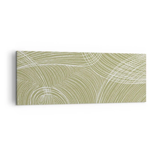 Quadro su tela - Stampe su Tela - Linee verdi e bianche in una composizione astratta - 140x50cm - Astrazione intricata in bianco - Decorazione murale moderna per soggiorno e camera da letto ARTTOR