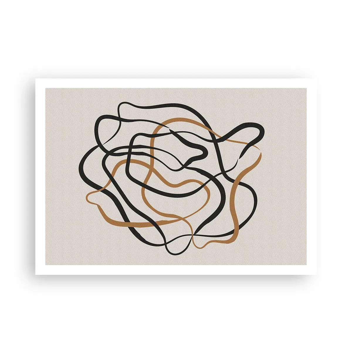 Poster - Linee aggrovigliate in nero e oro su uno sfondo chiaro - 100x70cm - Tutto è andato storto - Decorazione murale moderna per soggiorno e camera da letto ARTTOR
