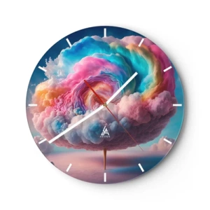 Orologio da parete - Orologio in Vetro - Un albero di nuvole fantasy in colori pastello - 30x30cm - Il sogno del luna park - Decorazione murale moderna per soggiorno, cucina e camera da letto ARTTOR