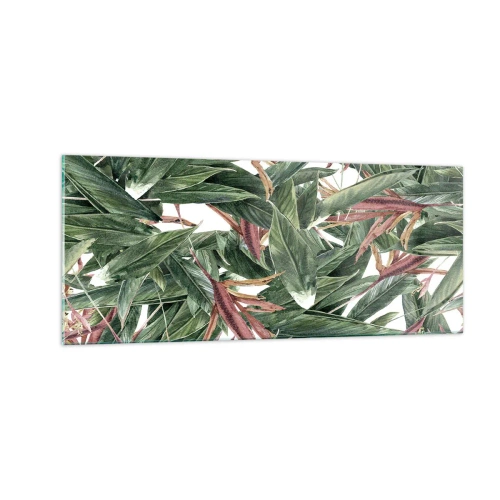 Quadro su vetro - Macchia smeraldo e lilla - 100x40 cm