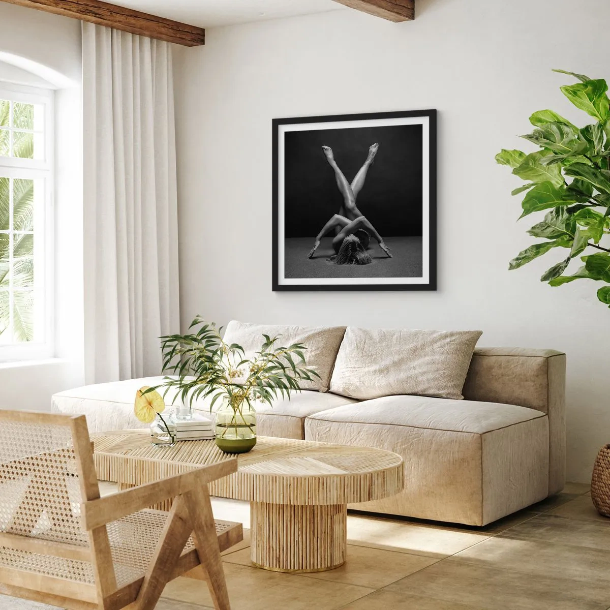 Poster in cornice nera - Geometria del nudo - 40x40 cm