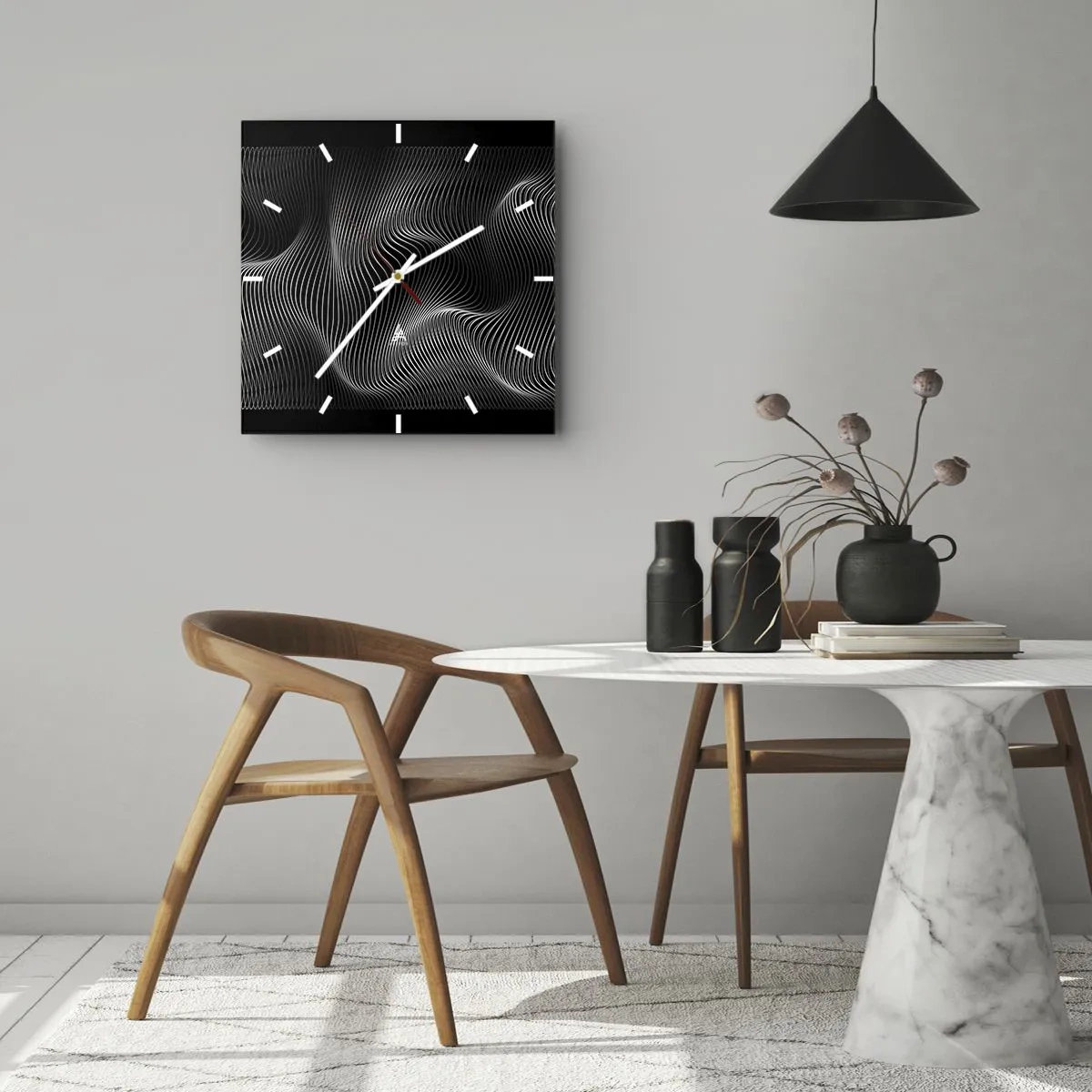 Orologio da parete - Orologio in Vetro - La danza della luce nello spazio - 40x40 cm