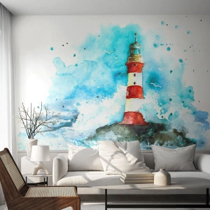 Fotomurali Autoadesivo Deluxe Sticker - L'unità dei quattro elementi - Faro, Paesaggio, Grafica - 100x70 cm