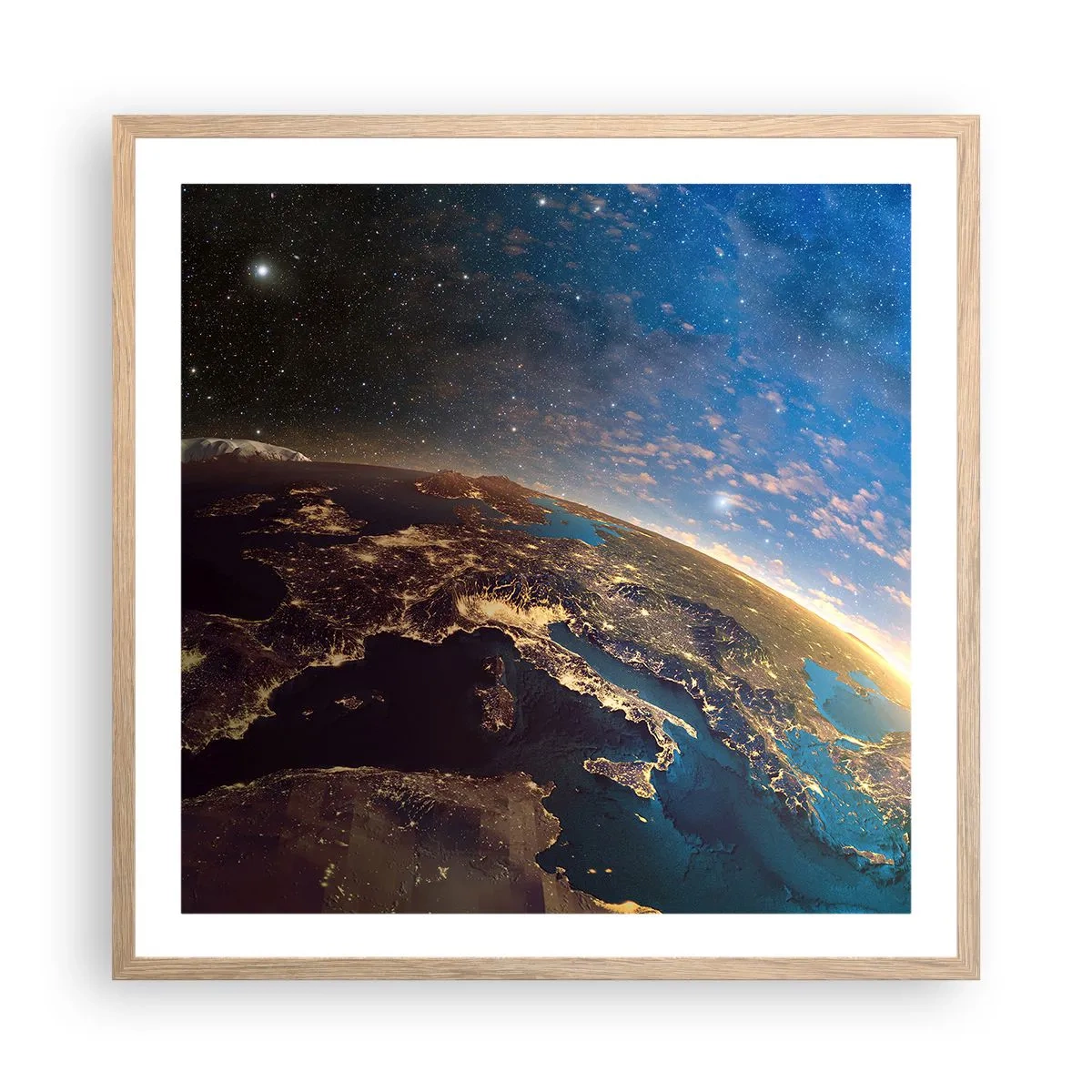 Poster in cornice rovere chiaro - Guardiamoci da lontano - 60x60 cm