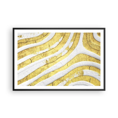 Poster in cornice nera - Composizione in bianco e oro - 91x61 cm