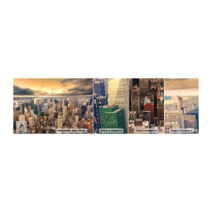 Campione di Fotomurale Adesivo Deluxe Sticker - Metropolis dorata - Città, New York, Architettura - 100x30 cm