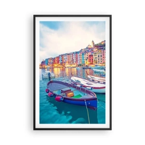 Poster in cornice nera - Sera colorata nel porto - 61x91 cm