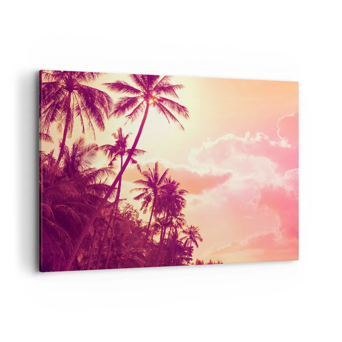 Quadro su tela - Stampe su Tela - Palme illuminate dal sole al tramonto in un cielo tropicale - 100x70cm - Devi scegliere - Decorazione murale moderna per soggiorno e camera da letto ARTTOR