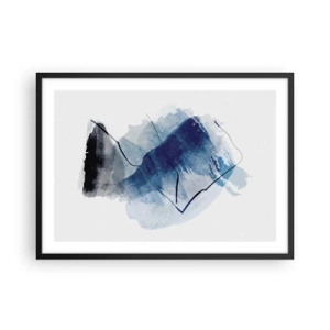 Poster in cornice nera - Forme astratte nei toni del blu con linee delicate - 70x50cm - Monte di ghiaccio - Decorazione murale moderna per soggiorno e camera da letto ARTTOR
