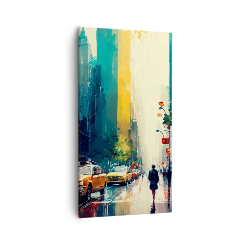 Quadro su tela - Stampe su Tela - New York: qui anche la pioggia è colorata - 55x100 cm