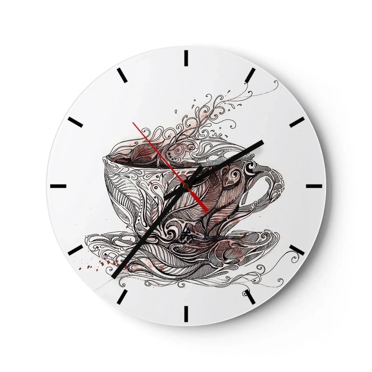 Orologio da parete - Orologio in Vetro - Una tazza di caffè con un motivo artistico - 30x30cm - Il tè fa bene a tutto - Decorazione murale moderna per soggiorno, cucina e camera da letto ARTTOR