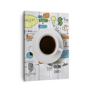 Quadro su tela - Stampe su Tela - Una tazza di caffè sullo sfondo di un disegno concettuale - 50x70cm - Un momento di pausa - Decorazione murale moderna per soggiorno e camera da letto ARTTOR