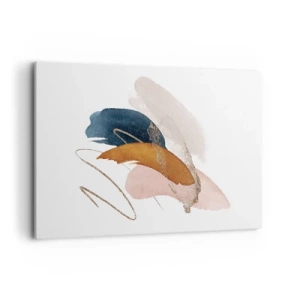 Quadro su tela - Stampe su Tela - Tratti astratti in colori pastello con accenti dorati - 120x80cm - Composizione alata - Decorazione murale moderna per soggiorno e camera da letto ARTTOR