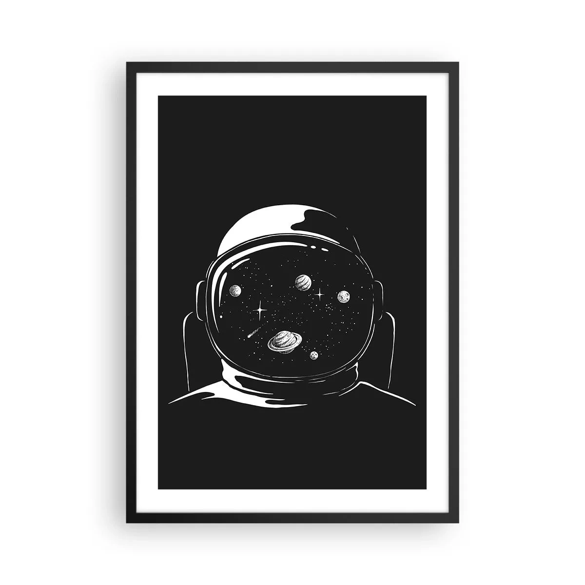 Poster in cornice nera - Astronauta con lo spazio riflesso nel suo casco - 50x70cm - Panorama niente male - Decorazione murale moderna per soggiorno e camera da letto ARTTOR