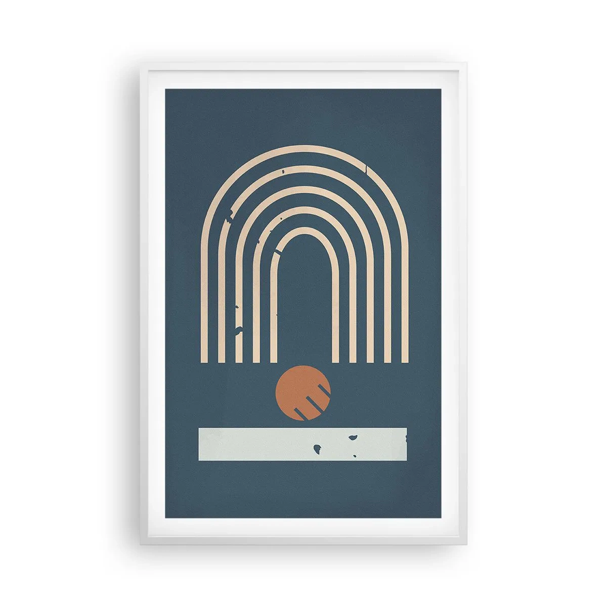 Poster in cornice bianca - Geometria in blu - 61x91 cm