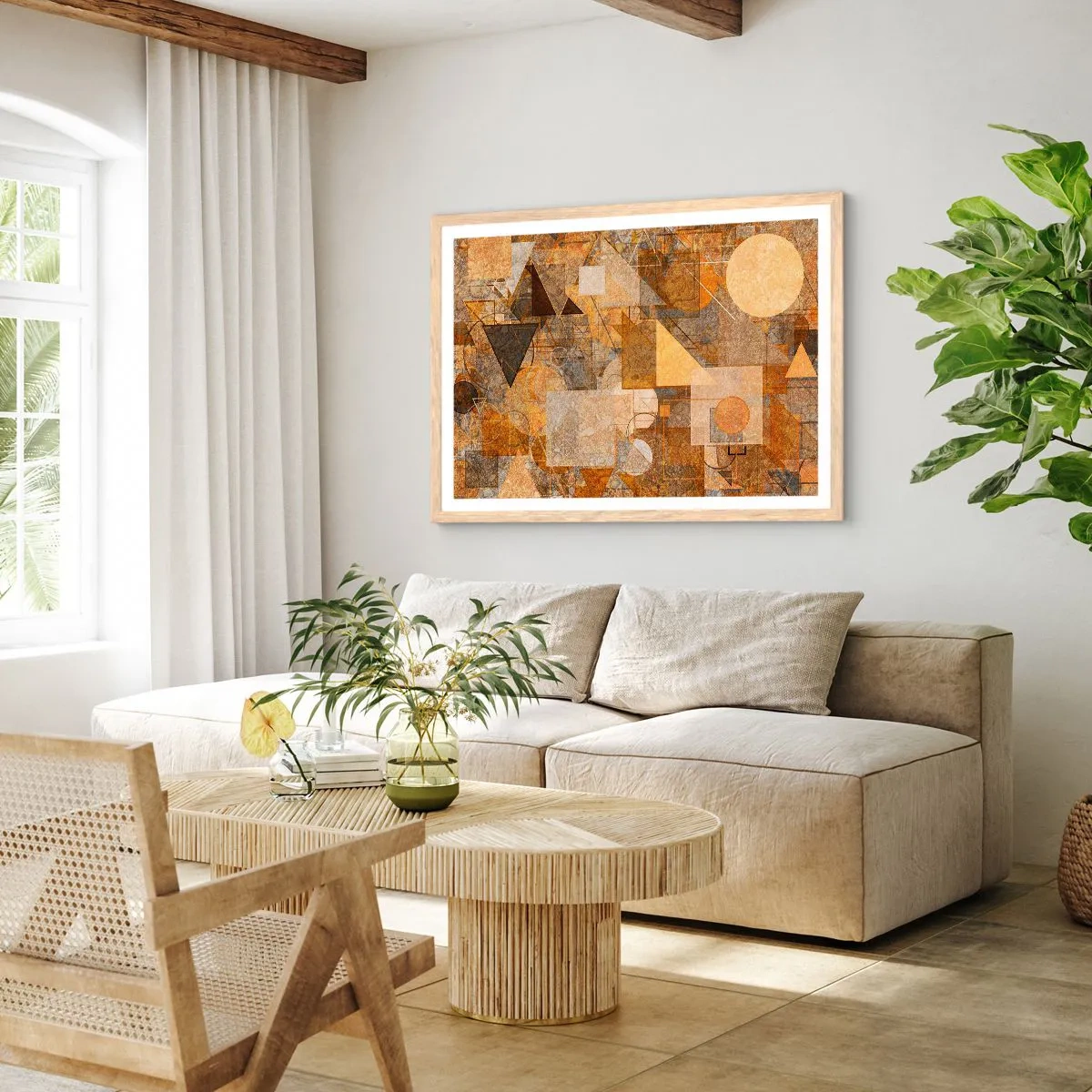 Poster in cornice rovere chiaro - Studio cubista in marrone - 40x30 cm