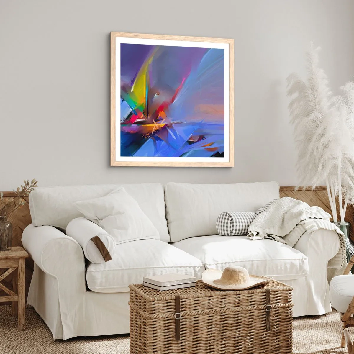 Poster in cornice rovere chiaro - Eliche come un uccello - 50x50 cm