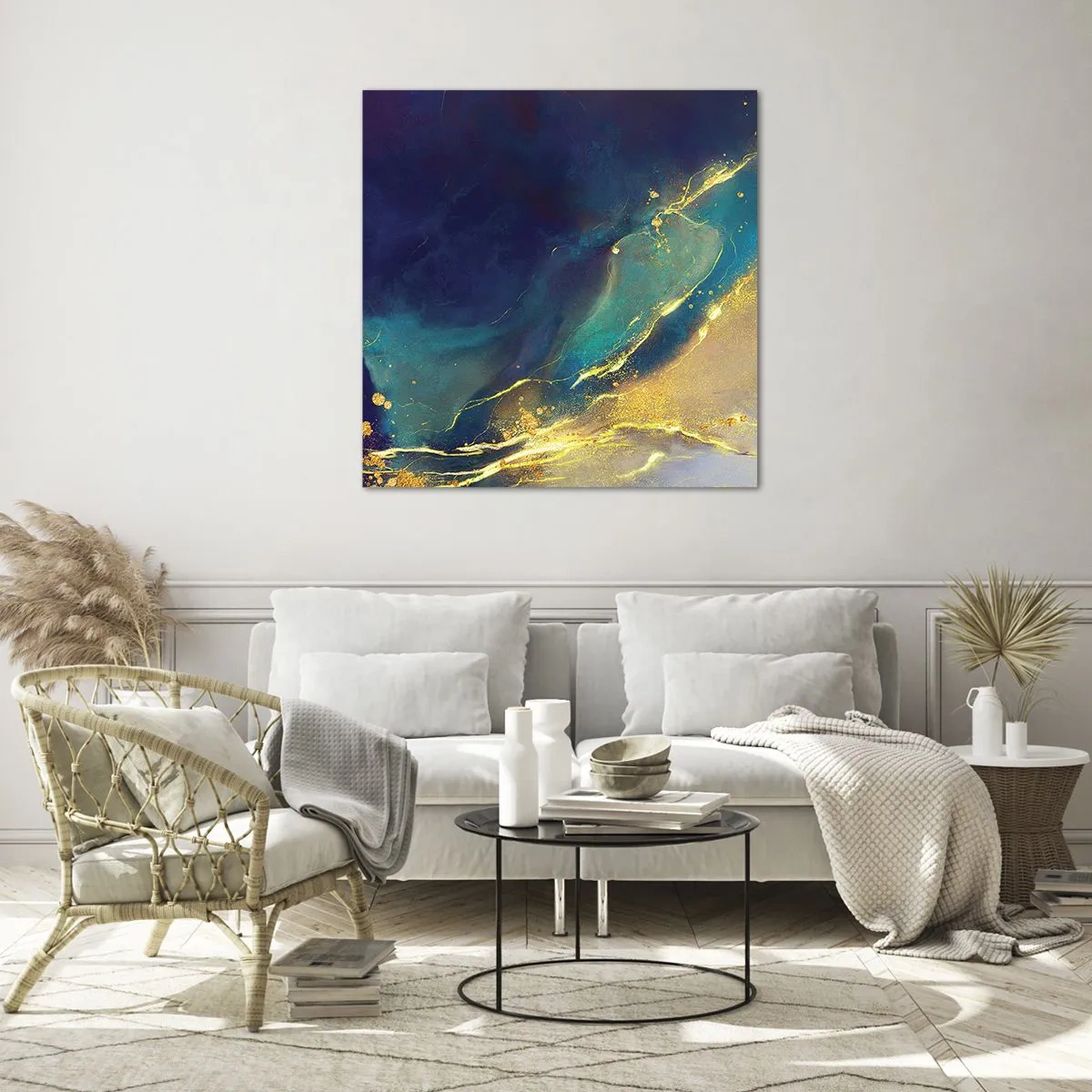 Quadro su vetro - La palude dorata - 70x70 cm