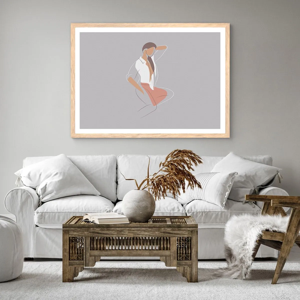 Poster in cornice rovere chiaro - Profilo di bellezza - 100x70 cm