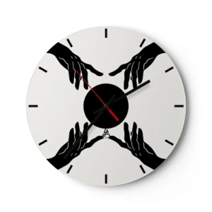 Orologio da parete - Orologio in Vetro - Mani nere che circondano un cerchio scuro su uno sfondo chiaro - 30x30cm - Segno misterioso - Decorazione murale moderna per soggiorno, cucina e camera da letto ARTTOR