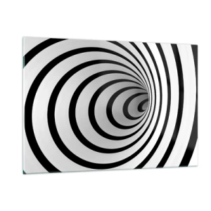 Quadro su vetro - Motivo a spirale astratto in bianco e nero - 120x80cm - Anche tu non riesci a resistere? - Decorazione murale moderna per soggiorno e camera da letto ARTTOR
